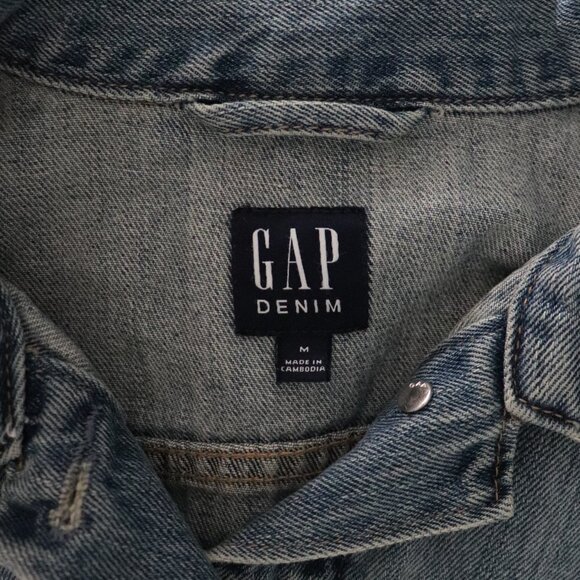 GAP Women's Blue Sz M Icon Medium Wash Buttoned Casual Long Sleeve Denim Jacket‎ - Picture 9 of 11
